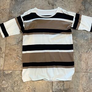 Striped Shirt - Black, Brown, and White